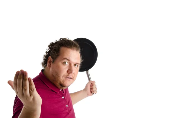 Funny Fat Cook White Background — Stock Photo, Image