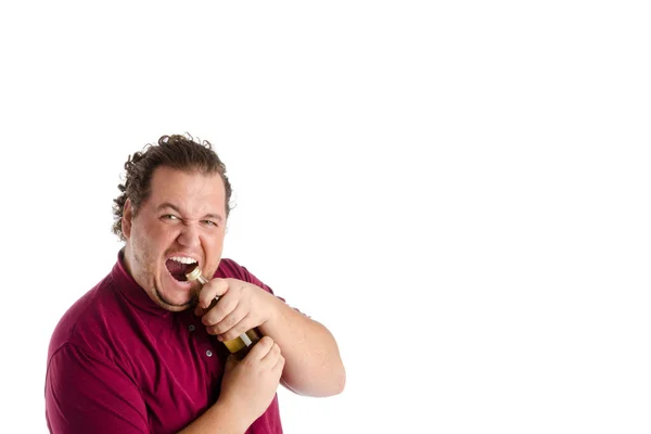 可笑的胖子和红酒 — 图库照片