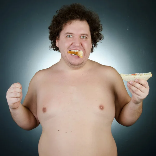 Diet Healthy Lifestyle Funny Fat Guy — Stock Photo, Image