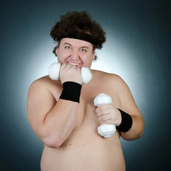 运动营养 饮食和健康的生活方式 好笑的胖子 — 图库照片