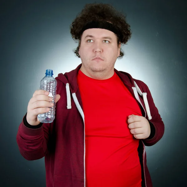 运动营养 饮食和健康的生活方式 好笑的胖子 — 图库照片