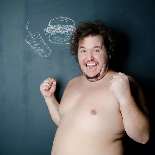 饮食和健康的生活方式 好笑的胖子 — 图库照片
