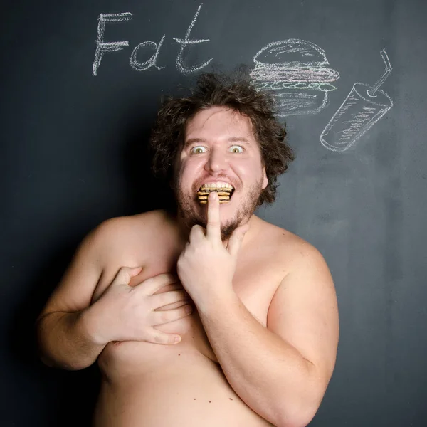 Dieta Estilo Vida Saudável Engraçado Gordo — Fotografia de Stock