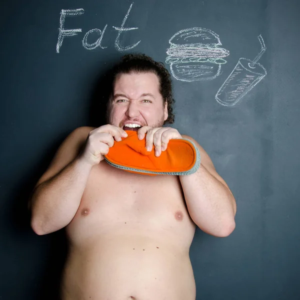 Δίαιτα Και Υγιεινό Τρόπο Ζωής Αστείος Χοντρός — Φωτογραφία Αρχείου