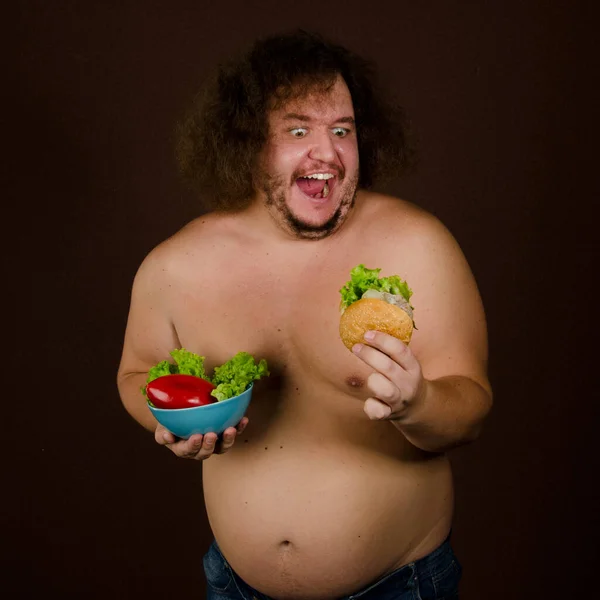 正在节食的有趣的胖子 — 图库照片