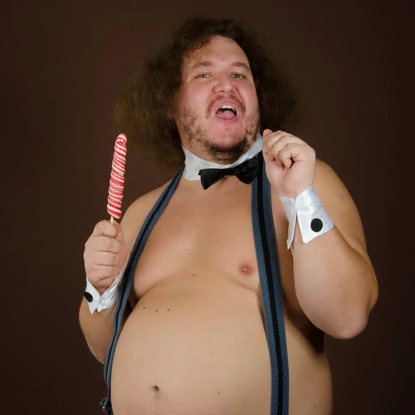 Una Stripper Graciosa Hombre Gordo Una Fiesta —  Fotos de Stock