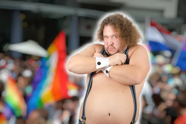 Vtipná Striptérka Tlustý Muž Párty — Stock fotografie