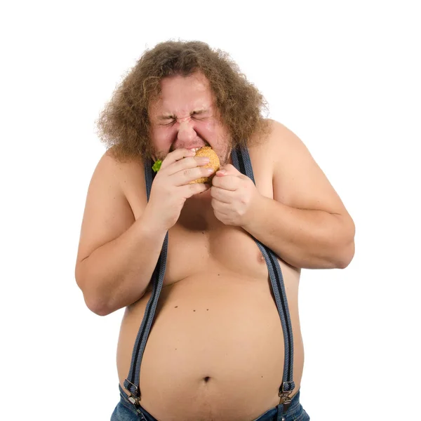 Hombre Gordo Divertido Una Dieta — Foto de Stock