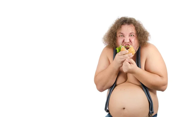 Hombre Gordo Divertido Una Dieta — Foto de Stock