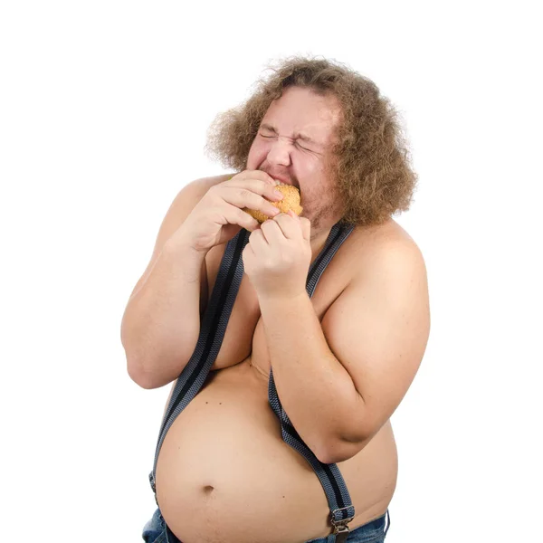 Homem Gordo Engraçado Uma Dieta — Fotografia de Stock