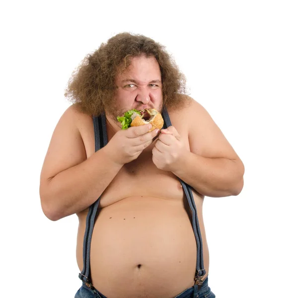 Homem Gordo Engraçado Uma Dieta — Fotografia de Stock