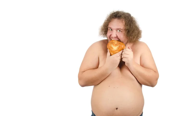 Homem Gordo Engraçado Uma Dieta — Fotografia de Stock