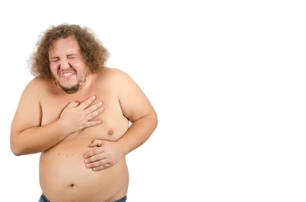 心臓発作だ 太った男と健康上の問題 — ストック写真
