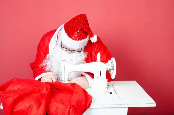 Wesołych Świąt Maszyna Szycia Święty Mikołaj — Zdjęcie stockowe
