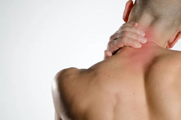 Sore neck. Attractive man and health problems.