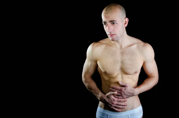 腹部の痛み 魅力的な男と健康上の問題 — ストック写真