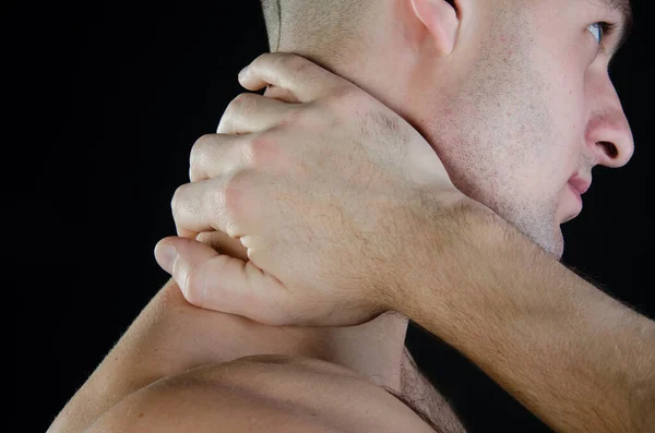 Dolor Cuello Hombre Atractivo Problemas Salud —  Fotos de Stock