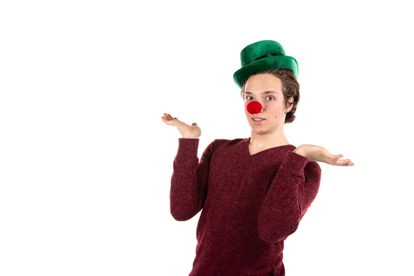 Ragazzo Giovane Divertente Clown Compleanno — Foto Stock