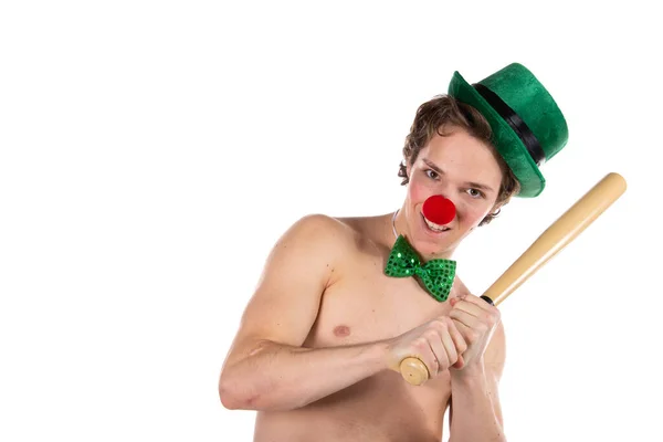 Jeune Homme Drôle Clown Anniversaire — Photo