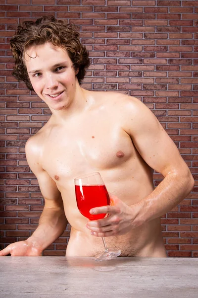Young Handsome Guy Drinking — Stock Photo, Image