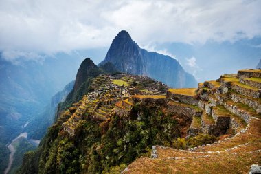Antik İnka şehri Machu Picchu, UNESCO Dünya Mirası Alanı, Peru.
