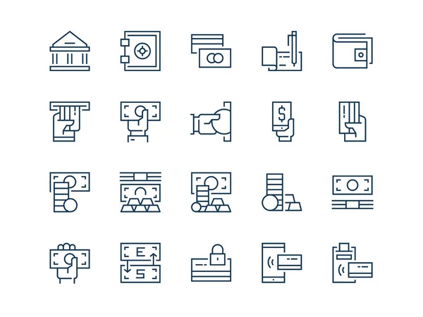 Money. Set of thin outline vector icons. — Stock Vector