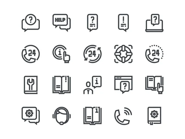 Help and Support. Set of outline vector icons. — Stock Vector