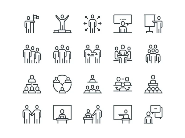 Business people. Set of outline vector icons — Stock Vector