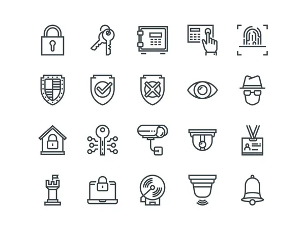 Seguridad. Conjunto de iconos vectoriales de contorno — Archivo Imágenes Vectoriales