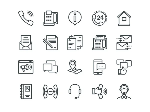 Contact us. Set of outline vector icons. Includes such as Operator, Support, Social and other. Editable Stroke. 48x48 Pixel Perfect. — Stock Vector