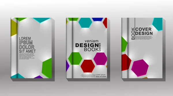 Collection de couvertures de livres, brochures, etc. design Lumières vectorielles de lanterne hexagonale colorées et lumineuses — Image vectorielle