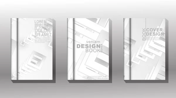 Design de fond moderne. Collection vectorielle de couvertures de livres avec des motifs carrés empilés en perspective — Image vectorielle