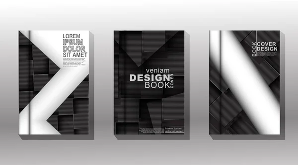 Design moderne de couverture de livre avec des lignes géométriques et des motifs qui se chevauchent — Image vectorielle