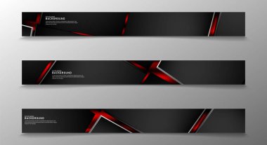 Dikdörtgen pankart koleksiyonu. Geometrik şekiller arka plan örtüşen koyu kırmızı gri. vektör tasarımı