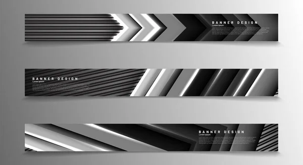 Verzameling van abstracte carbon fiber header banners in grijze vector illustratie — Stockvector