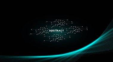 Soyut vektör arkaplanı. dalga çizgileri ve çizgiler poin 'i birbirine bağlıyor