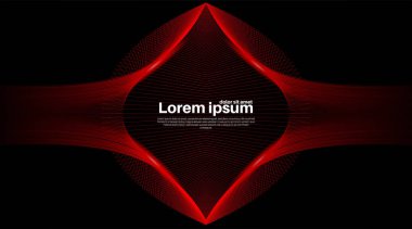 Siyah soyut arka plan. Gölgeli gerçekçi kırmızı dalga çizgileri. Duvar Kağıdı, Sancak, Arkaplan, Kart, İniş Sayfası vs.