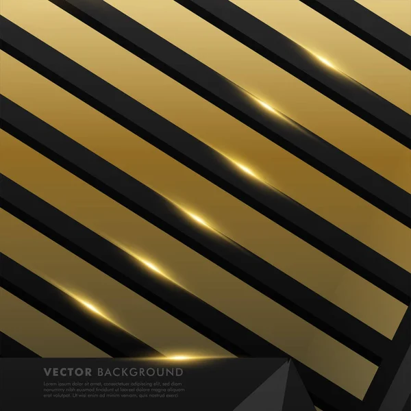 Abstrato vetor fundo preto. polígono cinza com luz dourada e — Vetor de Stock