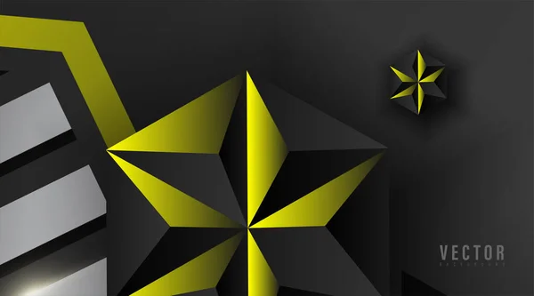 Streszczenie geometryczne wektor tła.heksagon kształt, pasek i trójkąt z gradientu kolorów, żółty, biały, szary i czarny . — Wektor stockowy