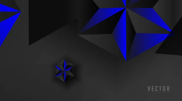 Sfondo astratto del vettore geometrico. forma esagonale e triangolo con gradiente di colore, blu, grigio e nero. Illustrazione vettoriale per carta da parati, banner, sfondo, carta, pagina di destinazione, eccetera — Vettoriale Stock