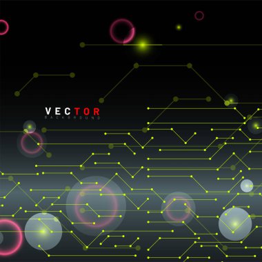 abstract vector background. circuit design connected with bokeh. technology background. New texture for your design.
