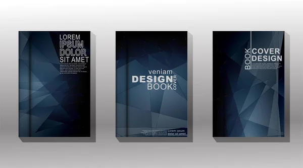 Diseño de cubierta mínima. forma de polígono en gradiente azul y oscuro. v) — Vector de stock