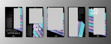 Geometrik arka planın soyut vektörü. Şirketin sosyal medya reklam şablonu