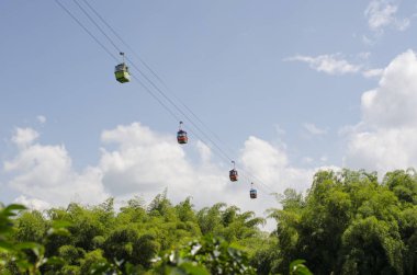 Quindio, Kolombiya 'daki Ulusal Kahve Parkı' nın kablo arabası.