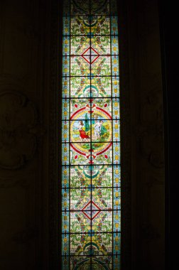 Buenos Aires / Arjantin; 18 Aralık 2014: Buenos Aires, Arjantin 'deki Colon Tiyatrosu' nun lekeli cam penceresi