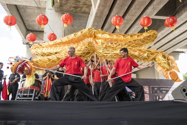 Danse du dragon, en 2020 Célébrations du Nouvel An chinois — Photo