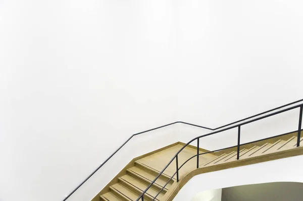 MNBA interior staircase, architectural detail, white wall and light wood steps — Stock Photo, Image