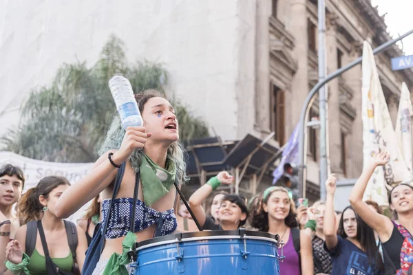 Capital Federal Buenos Aires Argentina Febrero 2020 Muchacha Gritando Consignas — Foto de Stock