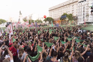 Başkent Federal, Buenos Aires / Arjantin; 19 Şubat 2020: Yasal, güvenli ve ücretsiz kürtaj yasasının onaylanması lehine mitingler.