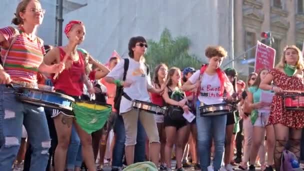 Capital Federal Buenos Aires Argentina Fevereiro 2020 Mulheres Tocando Bateria — Vídeo de Stock